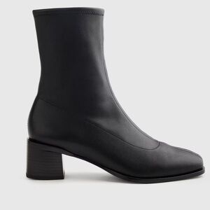 NWT Quince Black Leather Stretch Sock Bootie